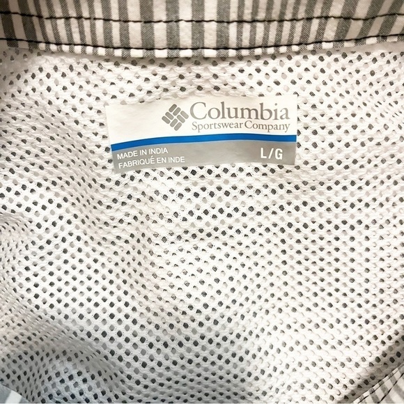 Columbia Omni Shade Striped Short Sleeve Button Down Shirt Gray Men’s Size L - Picture 8 of 10